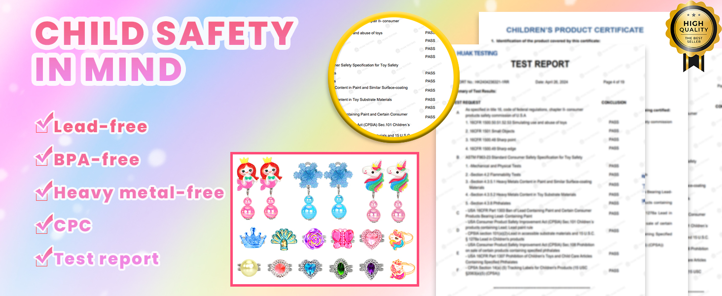 Little Girl Jewelry Rings Toys in Box, Adjustable Rings for Kids