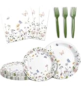 AUDREE Party Plates and Napkins, Wildflower 96 Pack - Set for 24 Guests | Supplies for Party Baby...