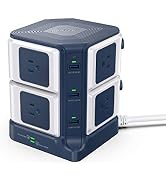 BESTEK Power Strip Tower 8-Outlet and 6 Smart USB Charging Ports 1500 Joules Surge Protector with...