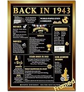 Framed 80th Birthday Decorations for Men Women,Classy Vintage Table Decor,1943 Birthday Gifts for...