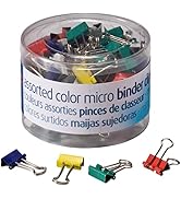 Officemate Micro Binder Clips, Assorted Colors, 100 Clips per Tub (31023)