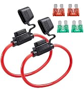 FEBRYTOLD 10 Gauge Inline Fuse Holder - 2 Pack Fuse Holder Waterproof Pigtail Fuse Relay with 2 P...