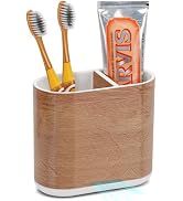 Chintu Toothbrush and Toothpaste Holder with Bamboo Divider for Bathroom Countertop Organizer, 2 ...
