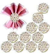 Elegant Pearls Napkin Rings Set of 12,Napkin Holder Ring Metal Buckles for Table Setting Decor at...