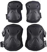 Tactical Combat Knee & Elbow Protective Pads Set for Outdoor CS Paintball Game Cycling Safety Ska...
