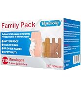 Hysimedy Adhesive Assorted Bandages Variety Pack 210 Counts Flexible Fabric Heavy Duty Waterproof...