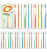 Fresings 40 Pack Disposable Toothbrushes Bulk – Individually Wrapped Soft Bristles Single Use for...