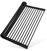 MERRYBOX Roll Up Dish Drying Rack Silicone Wrapped Over The Sink Dish Drying Rack Multipurpose Fo...