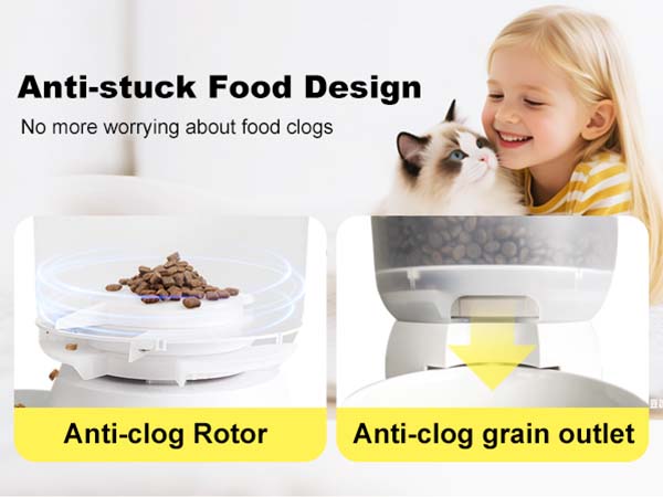 Darlipet cat feeders automatic cat food, anti-stuck food design