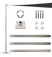 Amgo 12ft Stainless Steel Sun Shade Sail Pole & Mounting, Height Adjustable Heavy Duty Post Kit w...