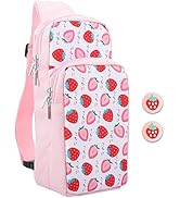 HYPERCASE Pink Strawberry Carrying Travel Bag for Nintendo Switch/OLED/Lite, Cute Sling Crossbody...