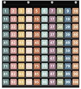 ANCOMEDO Hundred Pocket Chart with 100 Pockets and 150 Pieces Boho Double-Sided Number Cards,Numb...