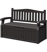 Greesum 70 Gallon Storage Bench Outdoor Deck Box with Armrest, Patio Furniture,Lockable, Waterpro...