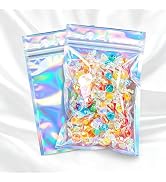 Motomy 100 Pcs Mylar Bags, 4.7x7 Inch Holographic Resealable Bags, Foil Pouch for Dulces, Lipglos...