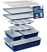 Bakken 8-Piece Stackable Bakeware Set - Ceramic Non-Stick Coating, Baking Sheets, Assorted Baking...