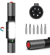USB C Rechargeable Flashlight High Lumens-Super Bright Magnetic LED Flashlights with Screwdriver ...