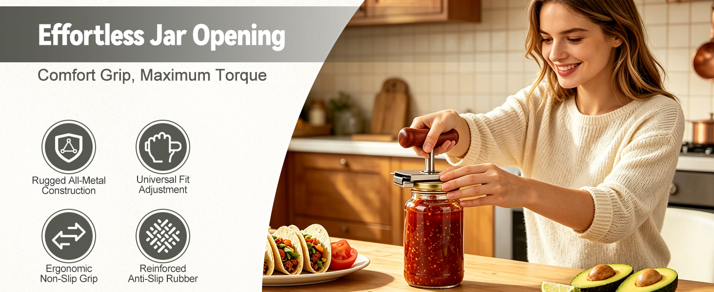 Wood-Handle Stainless Steel Jar Opener