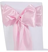 Pack of 80 Pink Satin Chair Sashes Bows Ties Upgraded 7 X 108 Inch Chairs Ribbons for Festive Gif...