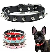 Spiked Dog Collar Soft Pu Leather Rivet Spike Stud Studded Cat Collars Adjustable for Girl Boy Sm...