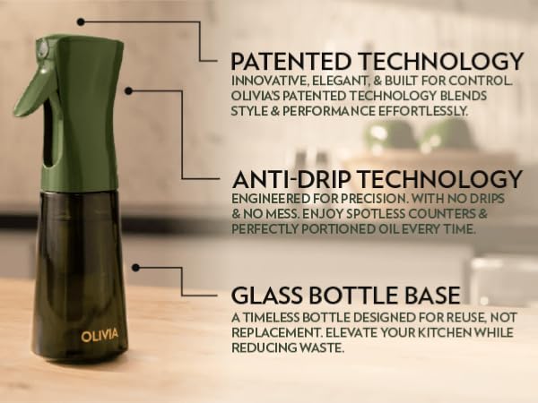 Green oil sprayer olive advocado vinegar portion control mister bbq grill healthy