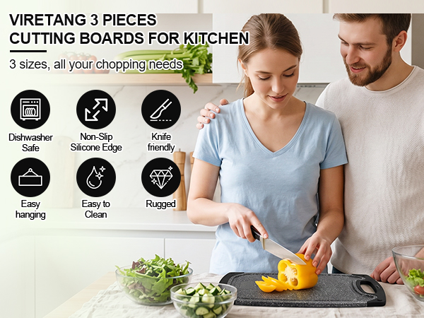 VIRETANG 3 PIECES CUTTING BOARDS FOR KITCHEN