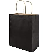 50 Pack Medium 8x4.75x10 inch Black Gift Paper Bags with Handles Bulk, Bagmad Kraft Bags, Craft G...