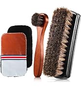 4 Pcs Horsehair Shine Shoes Brush Kit Polish Dauber Applicators Cleaning Leather Shoes Boots Care...