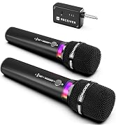Wireless Microphone, Rechargeable Wireless Microphones with One-to-One Chip Connection and LED Li...