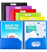 KTRIO Plastic Folders with Pockets, 6 Pack 2 Pocket Folders Colored Plastic Folders Poly Folders ...