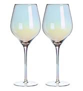 Wine Glasses Set of 2, 22OZ Hand Blown White and Red Wine Glasses. Lead-Free Premium Crystal Irid...