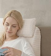Vekkia Reading Pillow,Back Pillow for Bed Sitting Up Adult,Backrest Support Pillow with Build-in ...