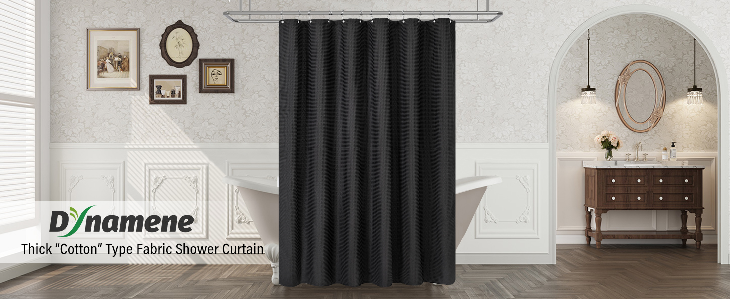 black waffle shower curtain