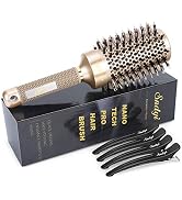 Round Brush for Blow Drying, Nano Thermal Ceramic & Ionic Tech Hair Brush with Boar Bristles, Pro...