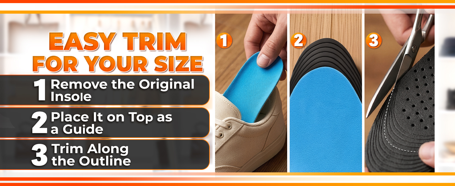 Customize these height increase insoles for women in 3 easy steps — trim along the outline to fit