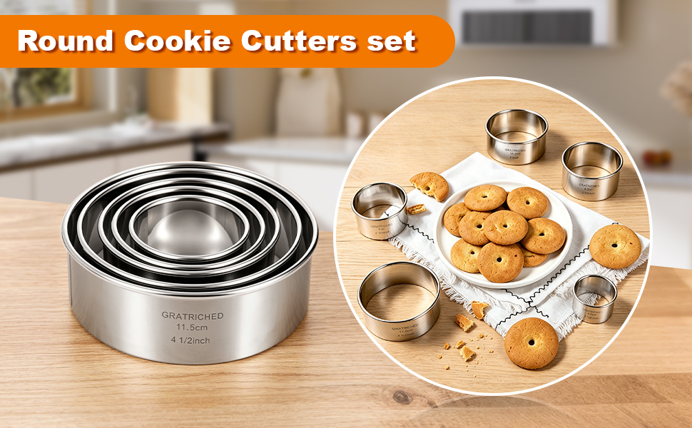 5 pcs Round Cookie Cutters set