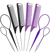 Topsy Tail Hair Tools for Styling Tail Combs for Hair Styling Topsy Turvy Hair Tool 4PCS Rat Tail...