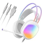 Headset with Mic, RGB Wired Gaming Headset with Surround Sound, Noise Canceling Gaming Headphones...