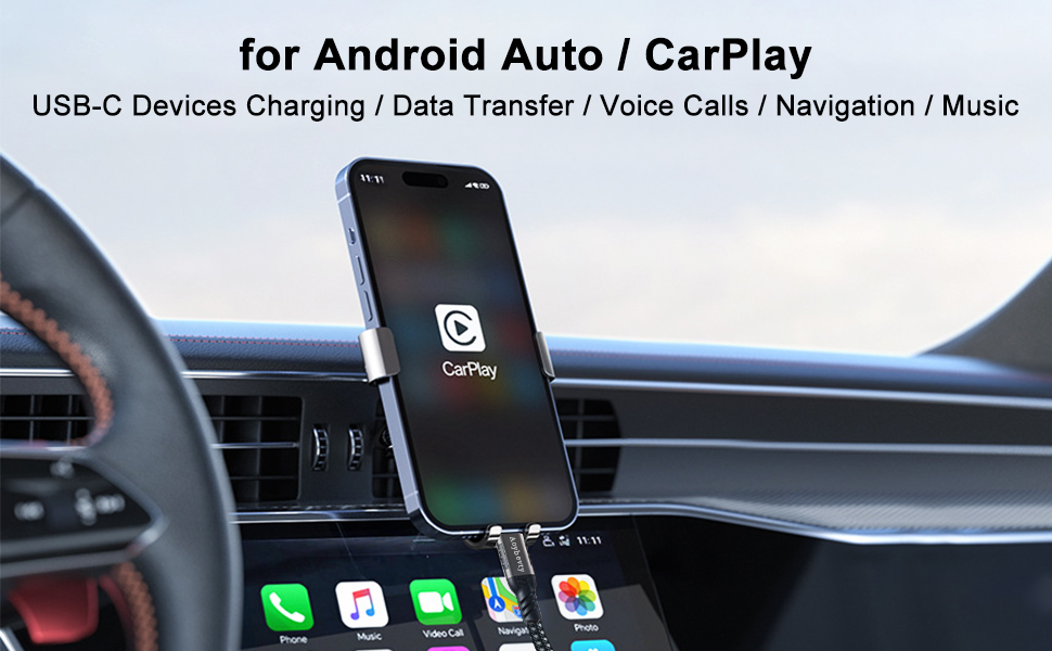 USB A to USB C Cable for Android Auto / CarPlay