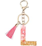 Suweibuke Cute Pink Key Chains for Women Girls, Initial Letter Keychains with Tassel, Charms for ...