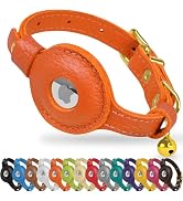 OOPSDOGGY AirTag Cat Collar with Bell - Non Breakaway Leather Kitten Collar with Apple Air Tag Ho...