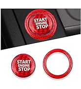 Car Push Start Button Cover Compatible with Audi,Cool Aluminum Engine Start Button Cover with Met...