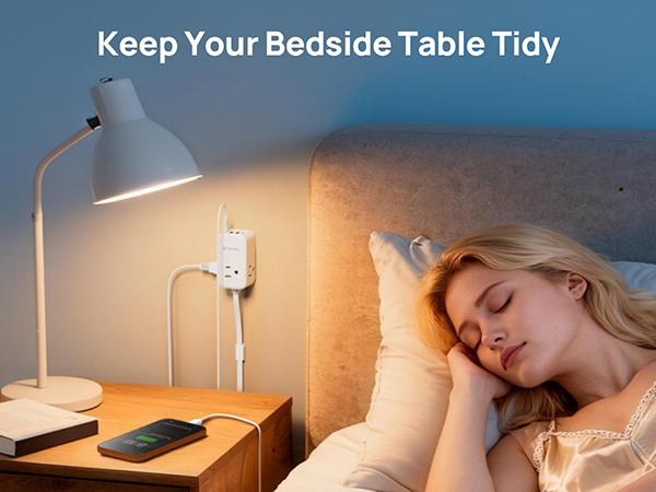 behind bedside table outlet extender
