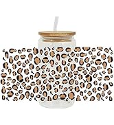 Leopard Print Cup Wraps Stickers,UV DTF Cup Wrap,Coffee Cow Theme for Cup Wrap Cup Wraps Transfer...