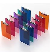 Macroclo Bulk A5 Clipboards Set of 12, Colored Clear Clip Board 5 x 7 for Classroom, Students, Ki...