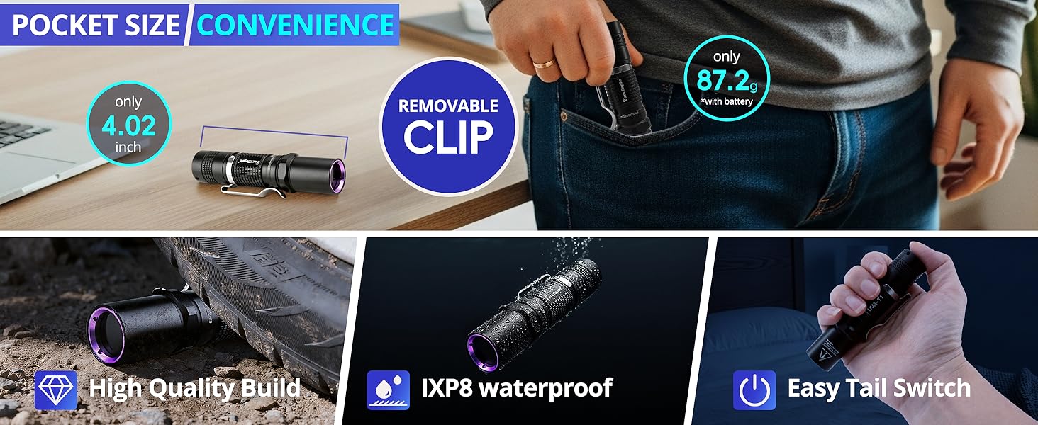 black light flashlight mini