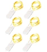 Blingstar Fairy Lights Battery Operated Christmas Lights 6 Pack 7Ft 20 LED Mini String Lights Sil...