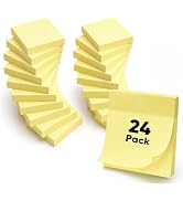 24 Pack 2X 2 in Small Sticky Notes, 100 Sheets/Pads Mini Notepads for Seniors Home/Community - Ye...