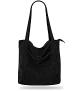 Iioscre Corduroy Tote Bag for Women,Tote Bag with Zipper,Large Capacity Casual Shoulder Handbags ...