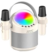 Mini Karaoke Machine with 2 Wireless Microphones, Portable Bluetooth Speaker with 2 Stands, Kids ...