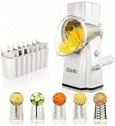 ChinKc Upgrade Rotary Cheese Grater Shredder with Handle, Strong Suction Base, Multi-purpose Rota...